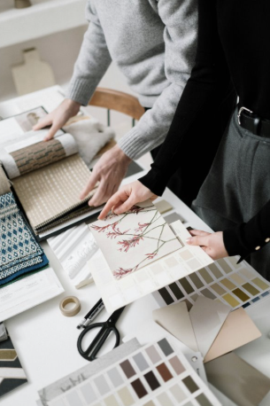 Design workspace with materials